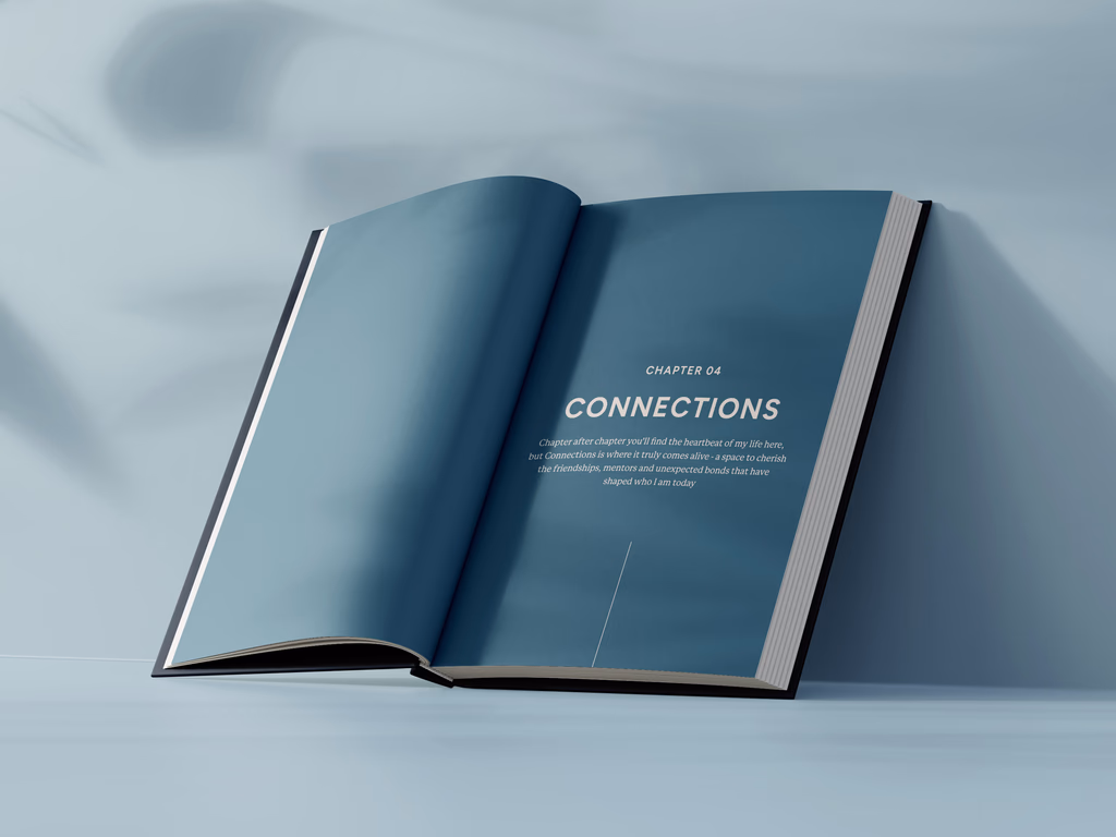 Open book showing chapter design